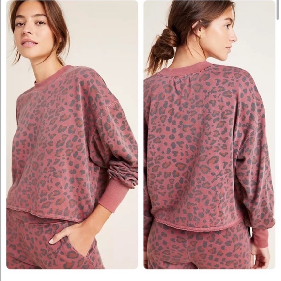 Sundry Pink Leopard Print Sweatshirt - Picture 1 of 6